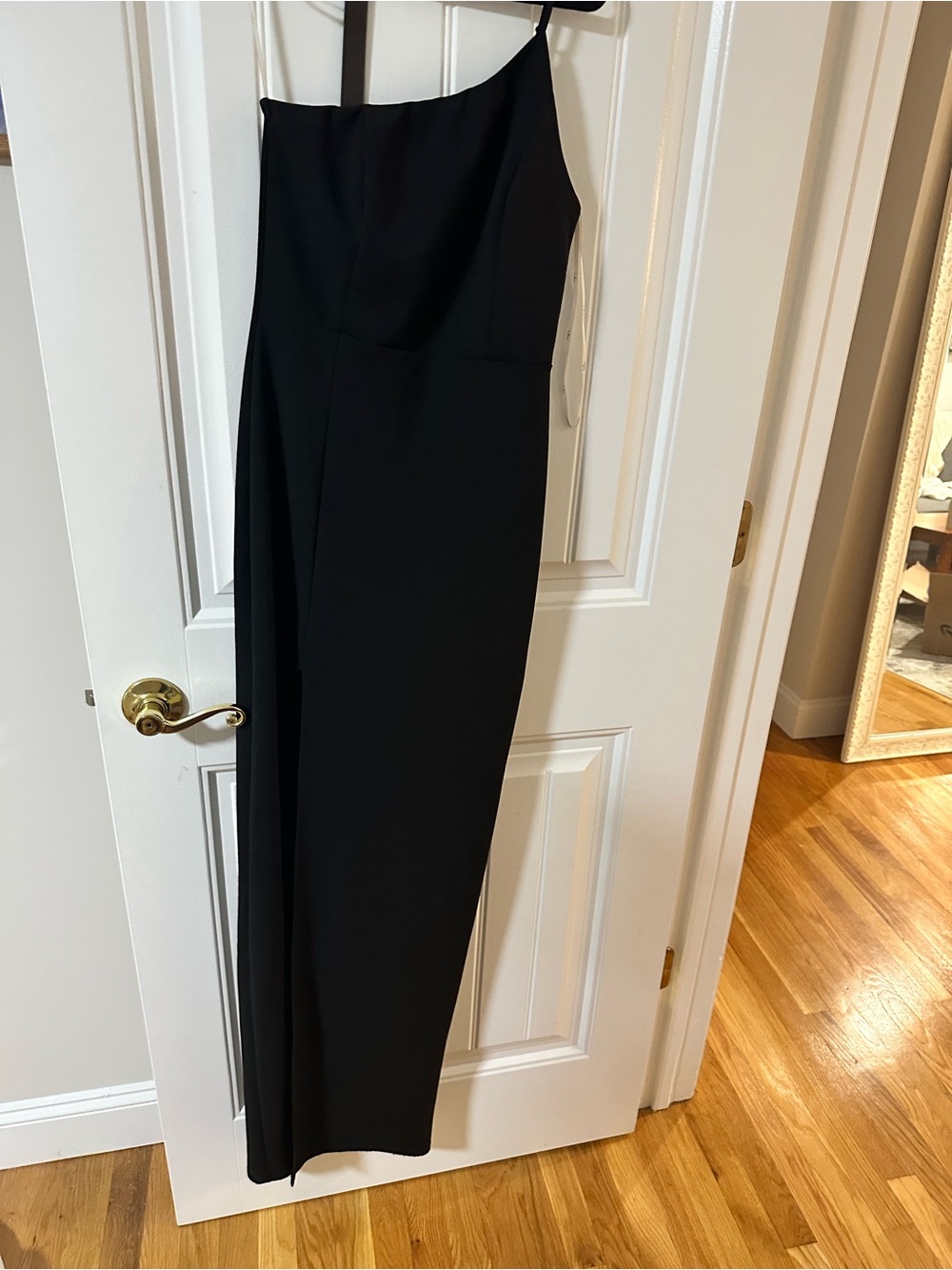 Lulu's Black one shoulder dress with slit
